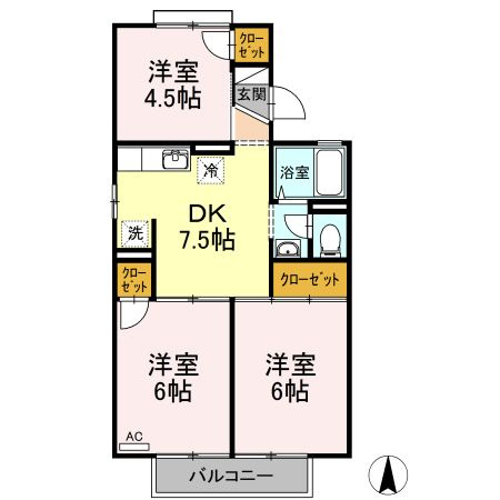 エステート芳泉　Ⅰ棟 Ⅰの間取り