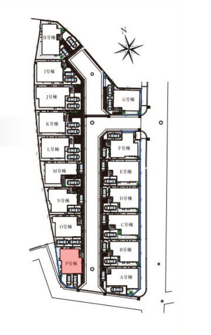 大宮今羽町　3期　新築一戸建て　グリーンガーデン　Pの区画図|P号棟