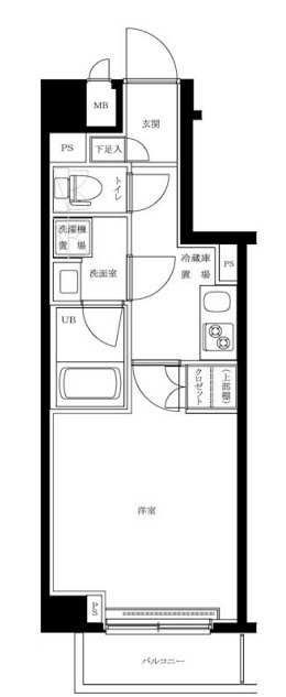 ルーブル蒲田南七番館の間取り|東向きバルコニー洋室7帖の1Kバストイレ別独立洗面台！
洗面所とトイレ独立の人気の間取り！