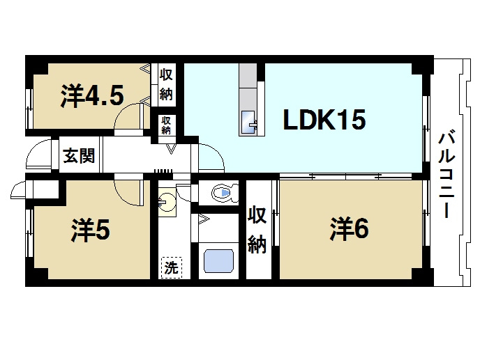 グランドパレス学園前の間取り|ファミリー向けの間取りです