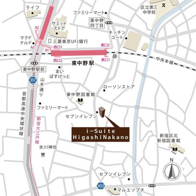 【地図】 | ｉ－Ｓｕｉｔｅ　ＨｉｇａｓｈｉＮａｋａｎｏ