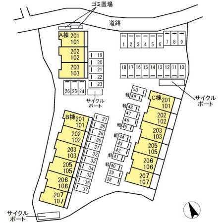 D-room唐原 B棟の区画図