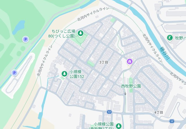■枚方市西牧野　第1期　新築一戸建ての地図