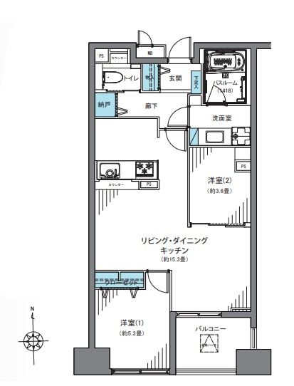 ベラカーサ秋葉原の間取り|ベラカーサ秋葉原：最上階・南向きにつき陽当り・眺望・通風良好な２ＳＬＤＫエアコン付きリノベーション物件はフラット３５＆住宅ローン減税利用可能です！