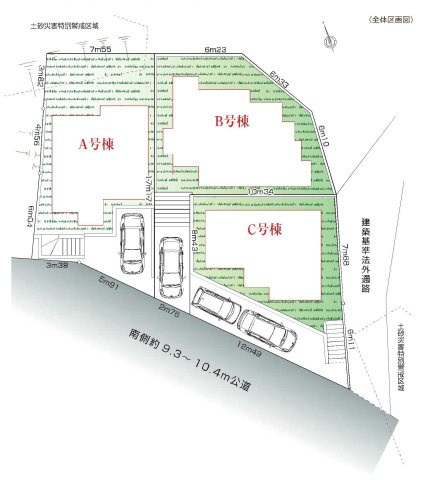 【横浜市戸塚区川上町909-2全3棟新築戸建て】★仲介手数料無料★（川上北小学校・名瀬中学校）の区画図