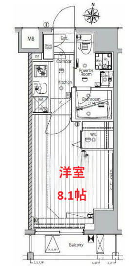 【間取り】 | メイクスデザイン千鳥町アジールコート | 洋室8.1帖です　