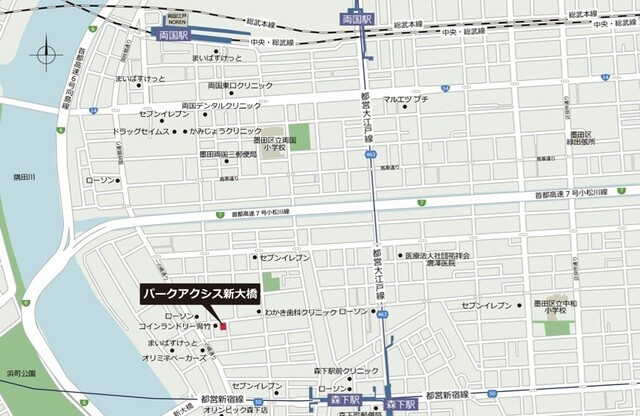 パークアクシス新大橋の地図