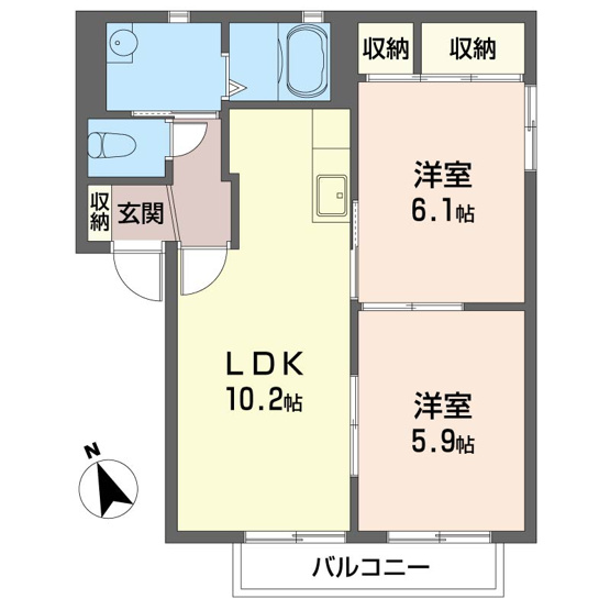 【間取り】 | ビバリーヒルズ　Ｄ