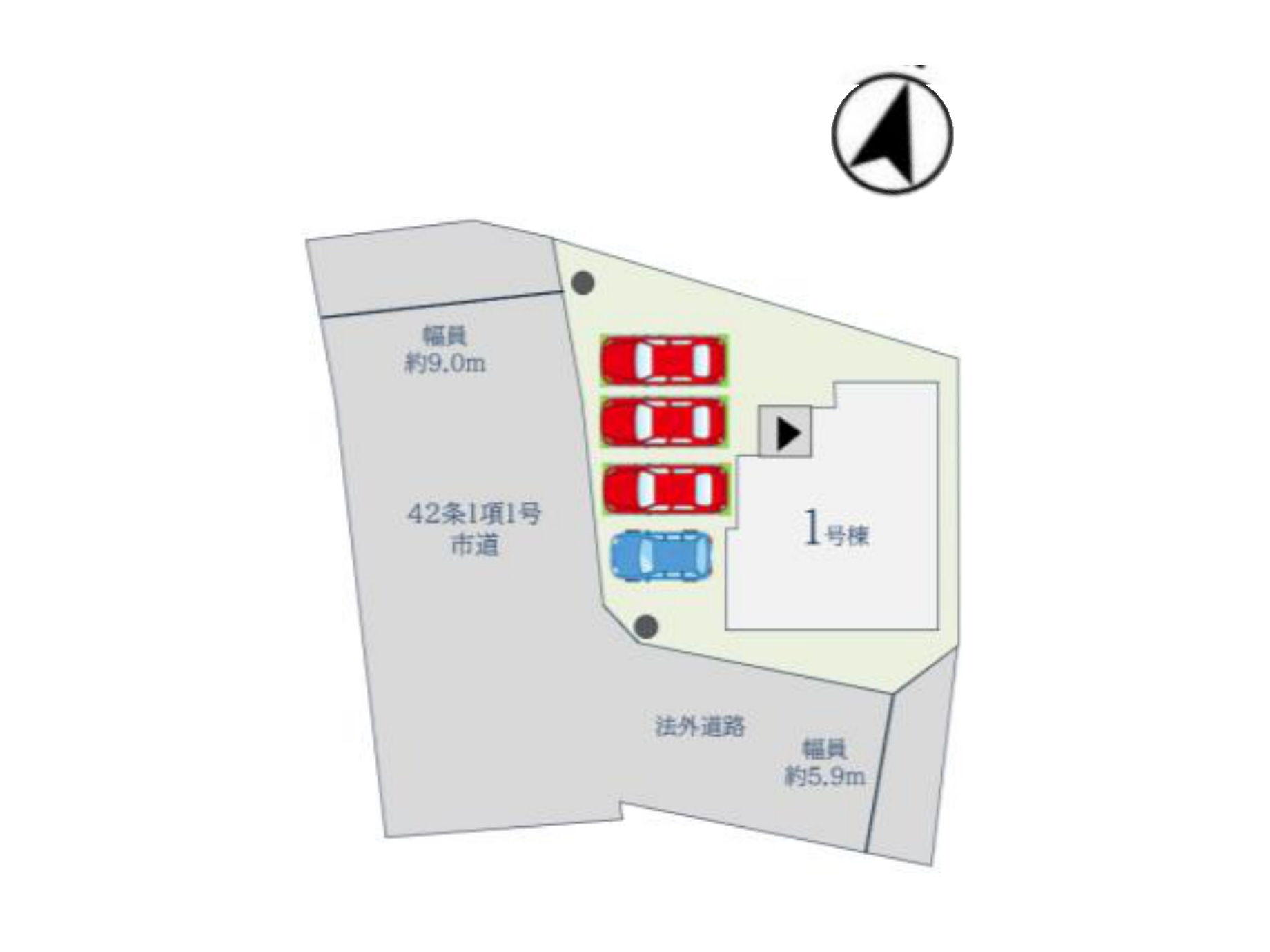 鳥栖市鎗田町第6-1棟（1号棟）の区画図|配置図