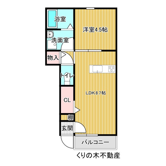 【間取り】 | ルミウス北高下ⅡA | 1LDKのお部屋です