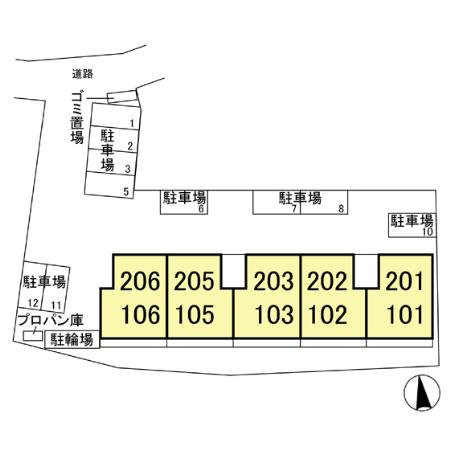 府中市小柳町２丁目のアパートの区画図