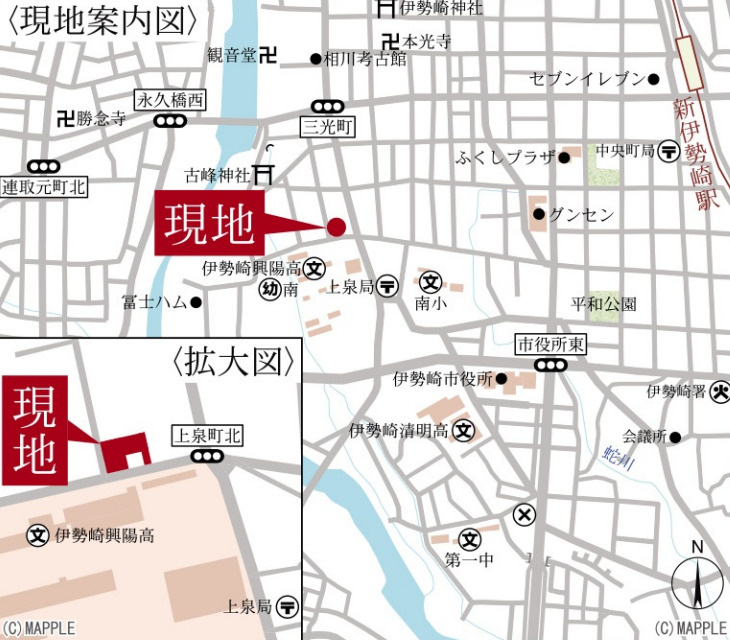 【新築】伊勢崎市上泉町第2　１号棟(全３棟)　リーブルガーデン　新築建売分譲の地図
