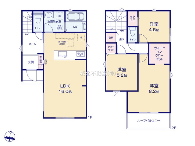 練馬区関町東1丁目 限定1棟の間取り|建物面積86.11㎡ 2階建て3LDK+WIC 1階にリビング+水廻りを配した生活しやすい間取りです
