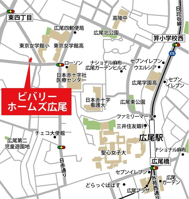 ビバリーホームズ広尾の地図