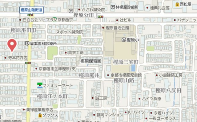 京都市西京区樫原平田町　建築条件付き土地の地図