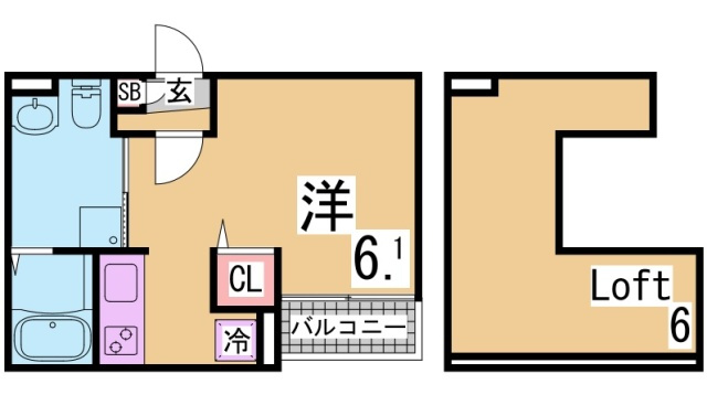 神戸市長田区東尻池町１丁目のアパートの間取り