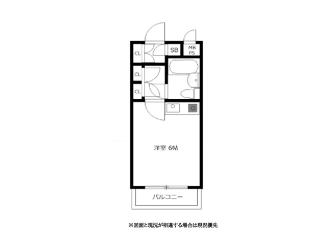 【間取り】 | クリオ西八王子壱番館 | ワンルームタイプの1Rの中古マンション。居室とキッチンがひとつながりで、単身の方やセカンドハウスに向くコンパクトな住まいです。大きな窓から陽光が差し込む明るい室内で、毎日を心地よく過ごせます。