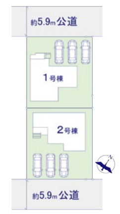 取手市藤代南4期　新築戸建　1号棟の区画図|土地面積約55.07坪の整形地です。JR常磐線「藤代」駅まで徒歩4分の立地に加え、敷地内には複数台分の駐車スペースを確保。通勤・通学にも便利な住環境が魅力です。