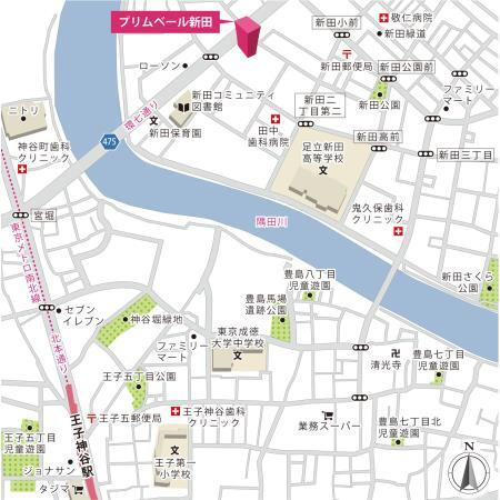 プリムベール新田の地図
