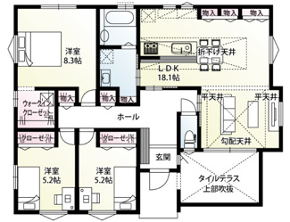 【間取り】 | 下野市薬師寺 | 人気の平屋☆南向きで明るい室内が特徴です☆