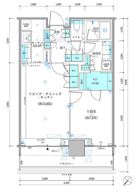 パークタワー勝どき　ミッド棟の間取り