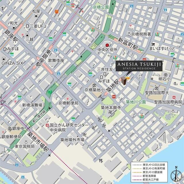 アネシア築地ステーションレジデンスの地図