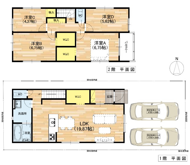 ◆東大阪市若江東町　第1期　新築一戸建ての間取り|2号地