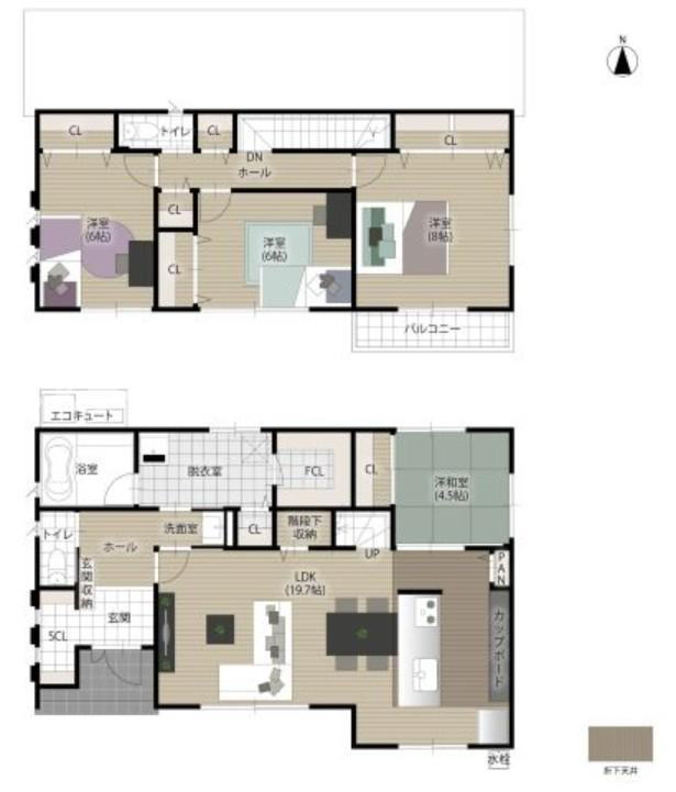 綾部市岡町新築戸建て住宅の間取り