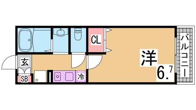 神戸市長田区松野通２丁目のアパートの間取り