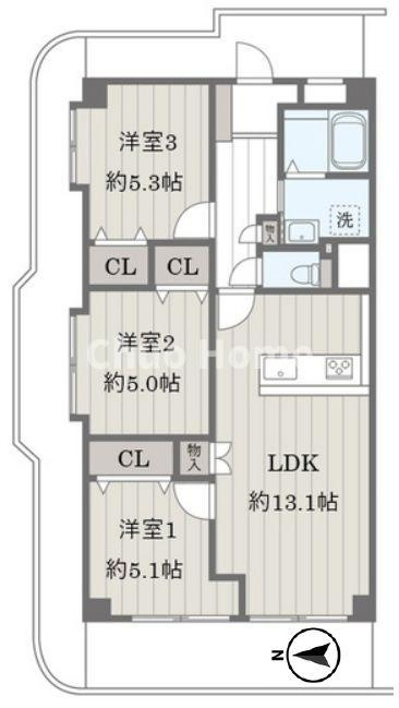 ネオコーポ亀有の間取り|7階部分・角部屋住戸につきまして日当たり・通風・眺望良好。新規フルリノベーション。