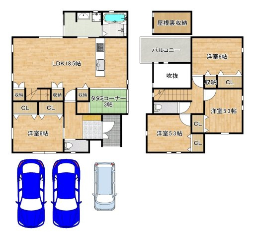 唐国町　中古一戸建の間取り|４ＬＤＫ+タタミコーナーの広々ゆったりとした間取り！子供部屋や趣味のお部屋も作れます♪資料請求だけでもお気軽にお問い合わせ下さい！