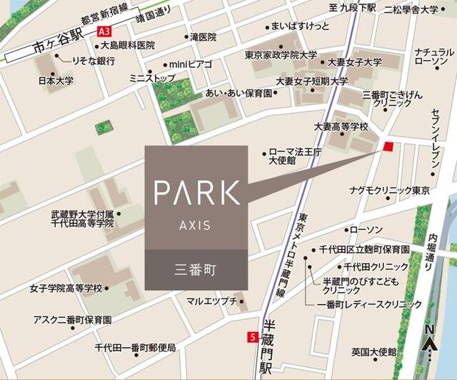 パークアクシス三番町の地図