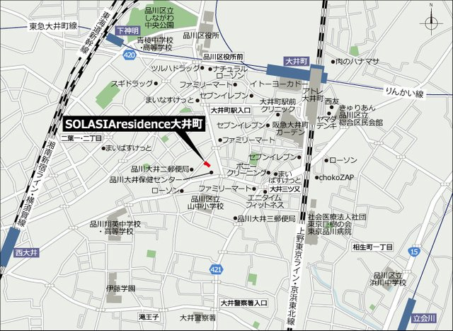 ＳＯＬＡＳＩＡｒｅｓｉｄｅｎｃｅ大井町の地図