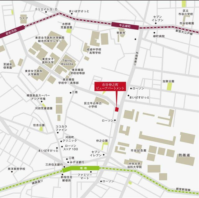 市谷仲之町ビューアパートメントの地図