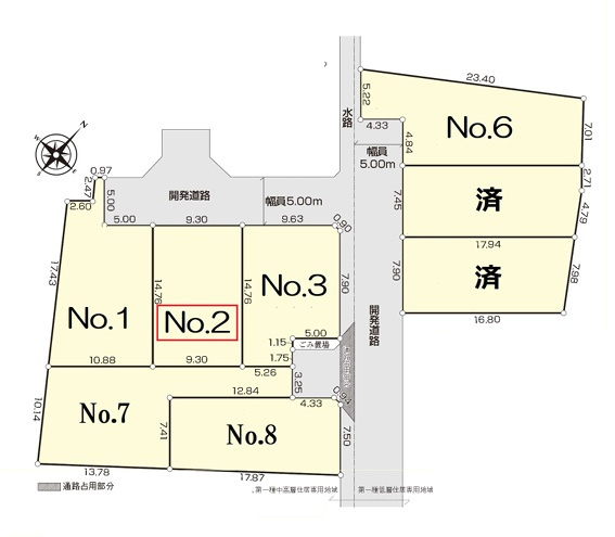 大井町金子全8区画の区画図