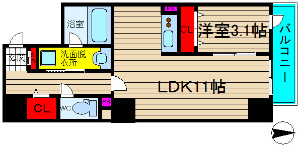 アーベル更紗北堀江の間取り|現状有姿