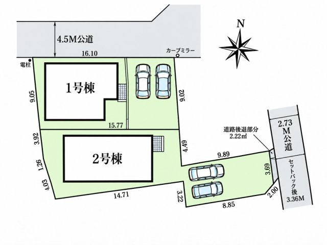 青梅市今井2丁目　新築戸建全2棟の区画図