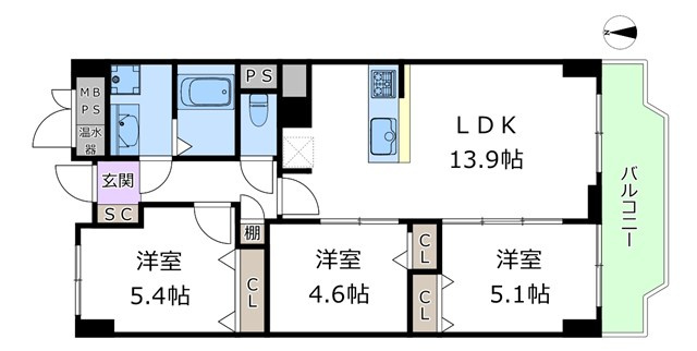 【間取り】 | 日興千里台スカイタウンA棟 | エイブルにて取扱い可能な住宅ローンは、全部で10種類以上！お客様にピッタリの住宅ローンを当社のFPよりご案内させて頂きます。住宅ローンのご相談だけでも、お気軽にご相談下さいませ。