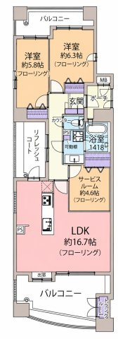 アドリーム天神の間取り|全居室収納・サービスルームが備わっており、お部屋を大きく使えます☆