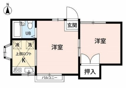 所沢市北所沢町のアパートの間取り