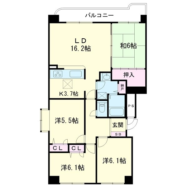 リーセント新光弐番館の間取り|84.50㎡・4LDK
