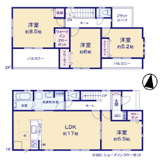【間取り】 | 太田市東長岡町14期　中古戸建住宅 | 17帖LDKと各所収納を備え、収納力と生活動線に優れた快適な4LDKの間取りです♪