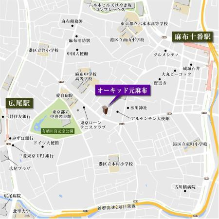オーキッド元麻布の地図