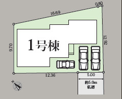 平塚市南金目13期　平屋新築戸建　全1棟1号棟の区画図