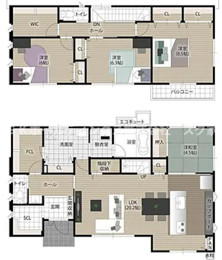 綾部市岡町新築戸建て住宅の間取り