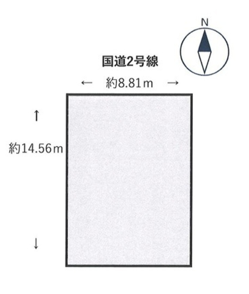 上甲子園４丁目　土地の土地図|東側公道　幅員約28m
土地価格8580万円、土地面積123.34㎡（公簿）