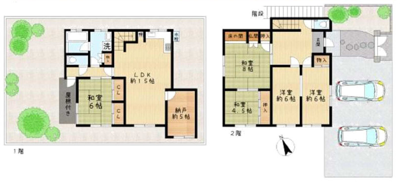 生駒市東生駒月見町　貸家の間取り