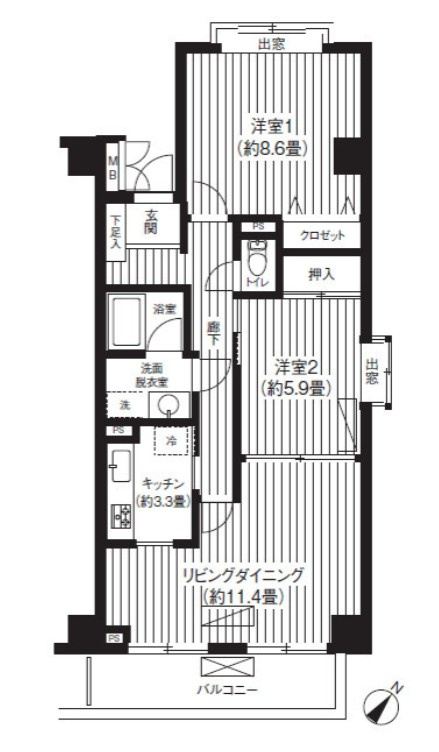 港区芝浦３丁目の賃貸マンションの間取り