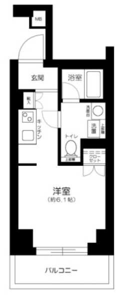 プレミアムキューブ横浜の間取り|1Kタイプの使いやすい間取りです☆