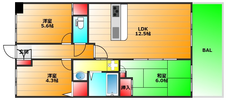 セザール難波西の間取り